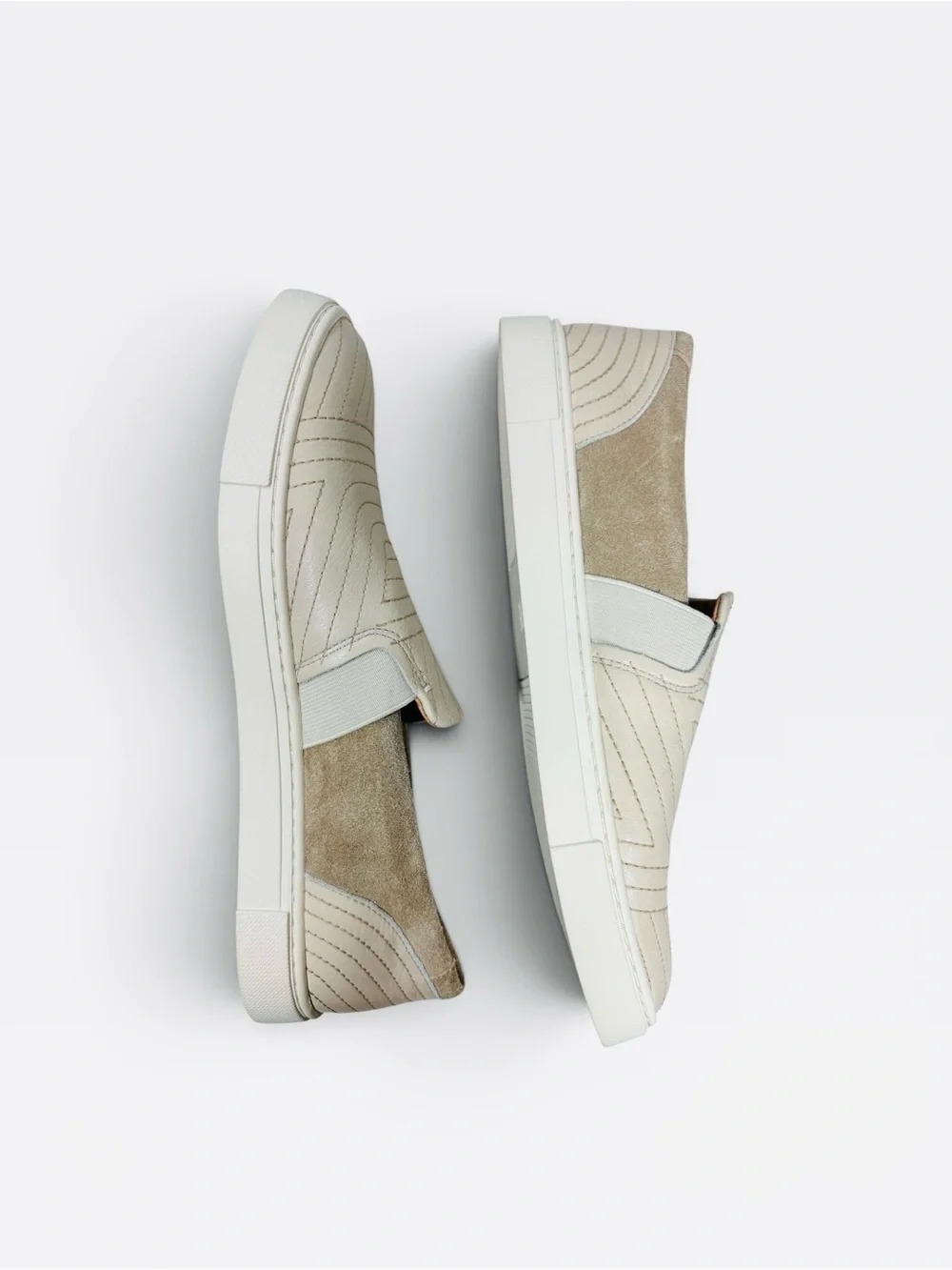 Frye Ivy Stitch Beige Ivory Women’s Slip On Leather Sneakers Comfort Sporty 8.5